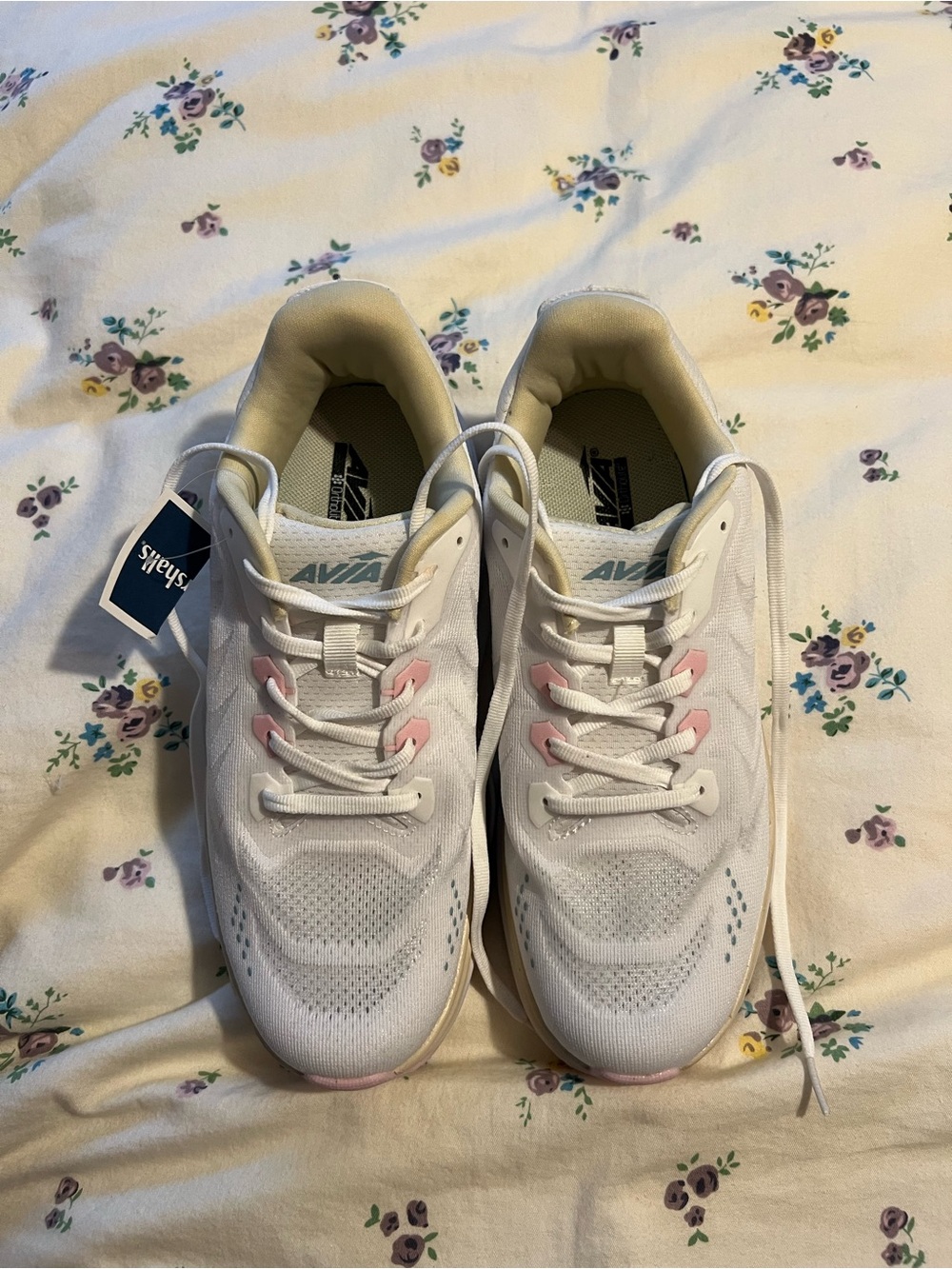 Avia White Sneakers with Light Pink Eyelet Accents